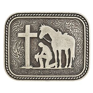 Nocona Rectangular Cowboy Prayer Buckle