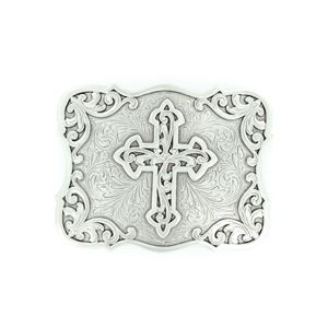 Nocona Rectangular Longhorn and Cactus Buckle - Antique Silver / Antique Gold