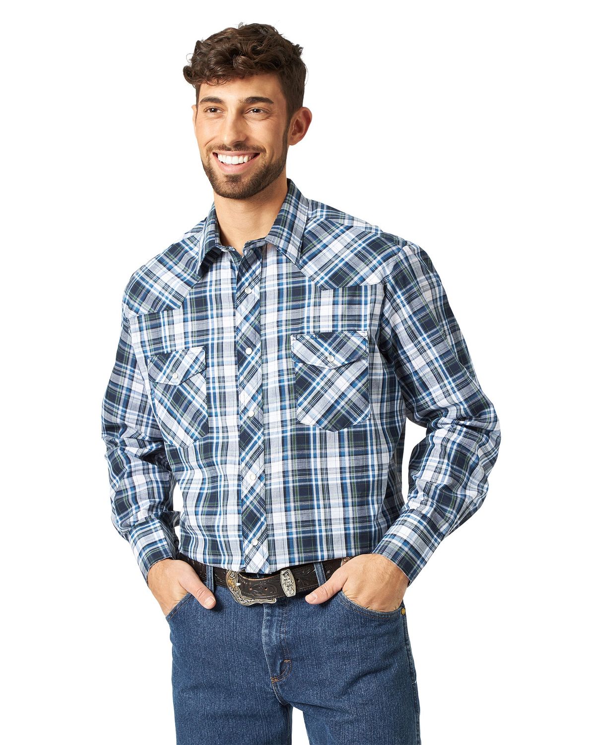 Wrangler Sport Western Snap Plaid Shirt - Long Sleeves (Regular Sizes) - Assorted
