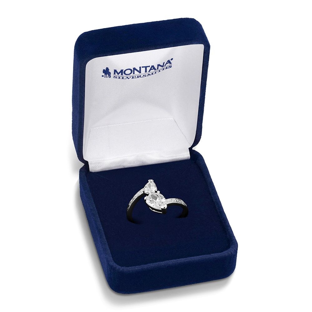 Montana Silversmiths Double Drop Crystal Ring