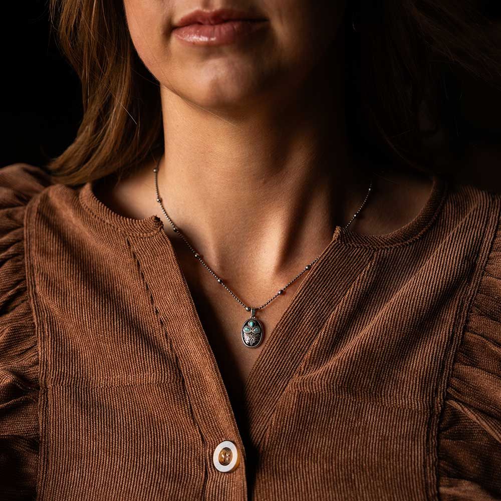 Montana Silversmiths Boot Stitch Turquoise Necklace