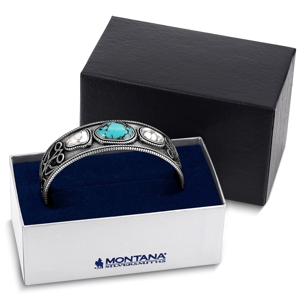Montana Silversmiths Boot Stitch Turquoise Cuff Bracelet