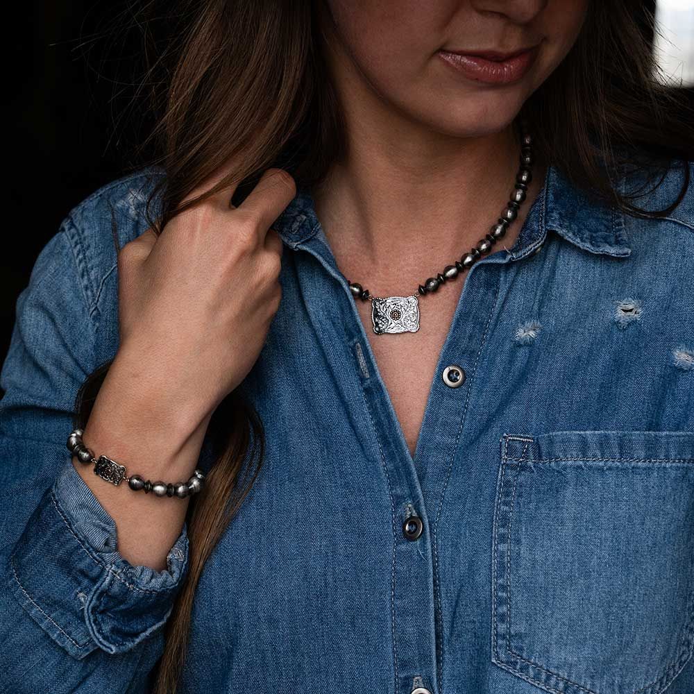 Montana Silversmiths Cowgirl Pearls Buckle Bracelet