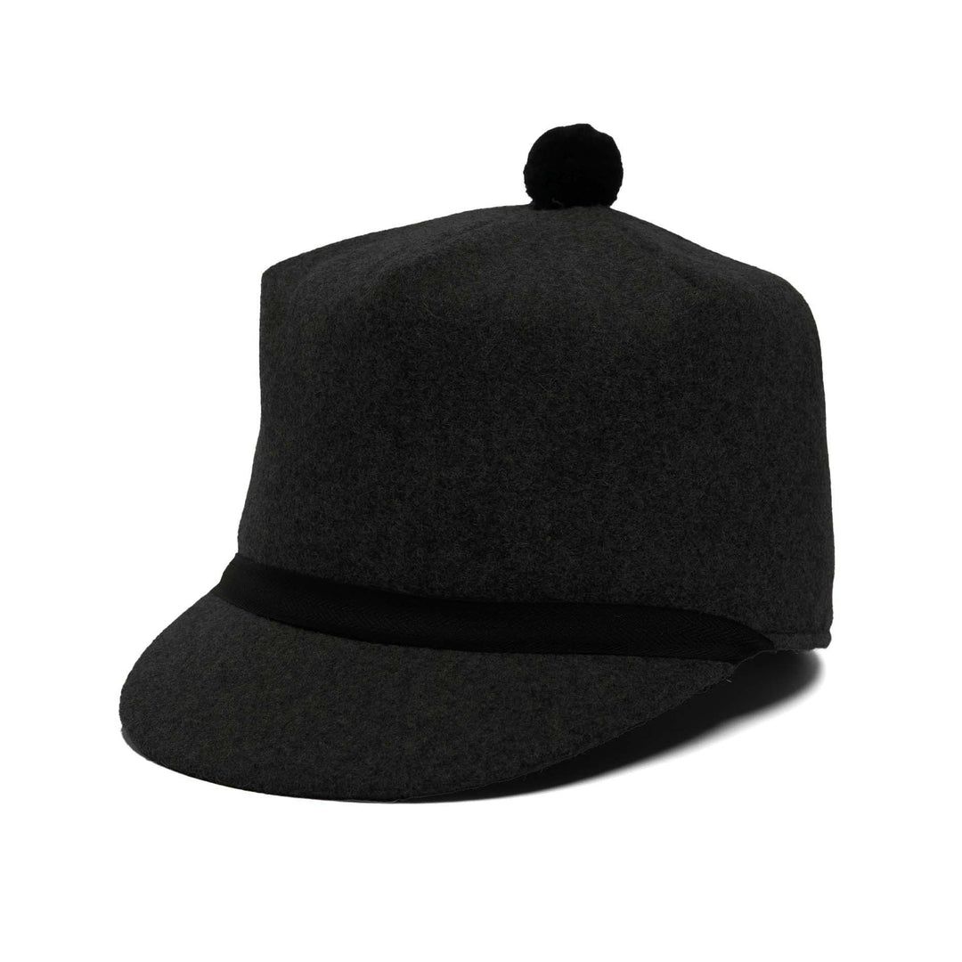 Crown Cap Melton Stockman Cap with Inner 3/4 Earband - Black