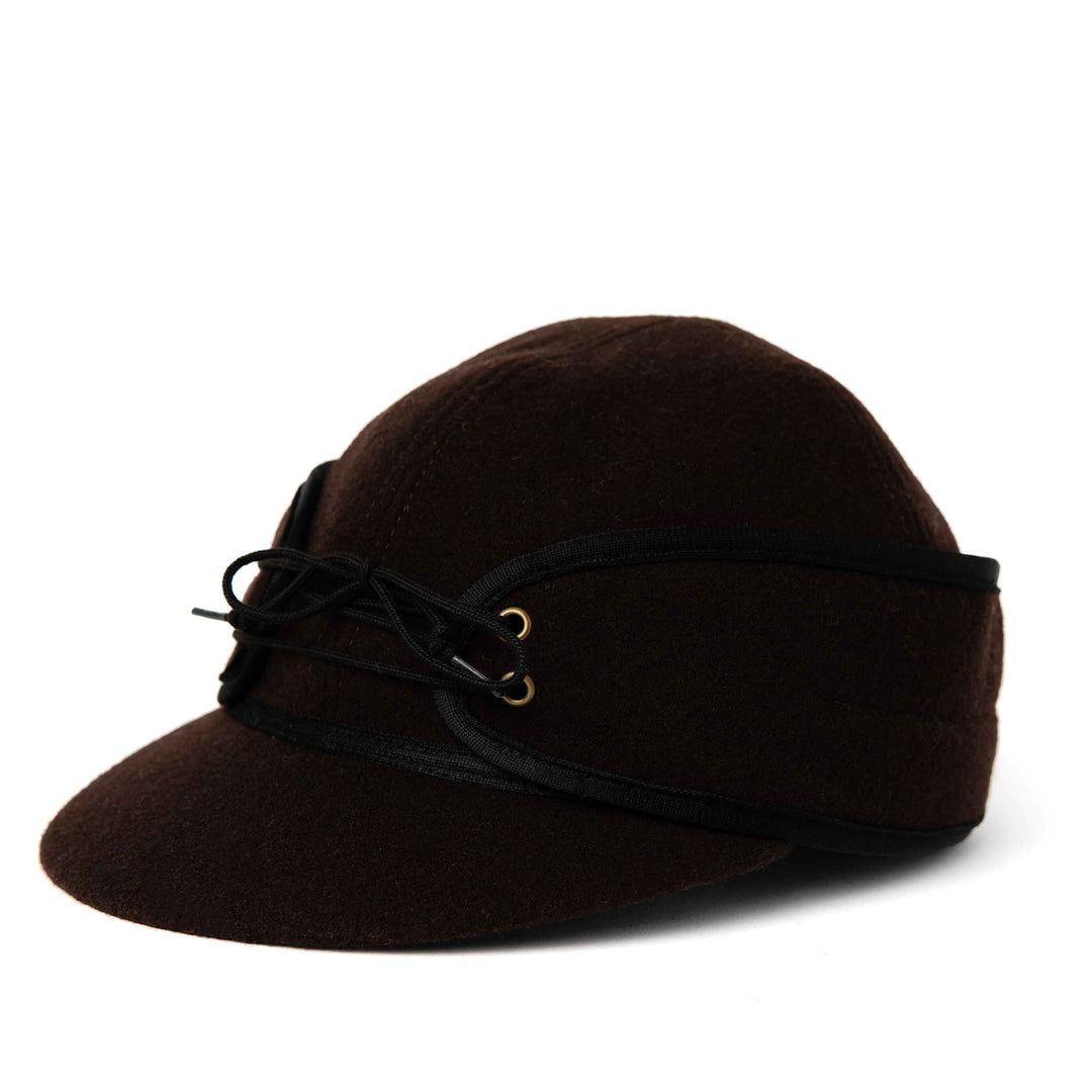 Crown Cap Classic Wool Blend Railroad Hat - Brown