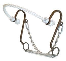 AHE Antique Brown Little S Rope Hackamore with Chain