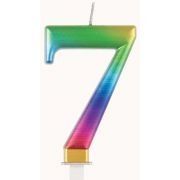 Metallic Rainbow Number 7 Birthday Candle