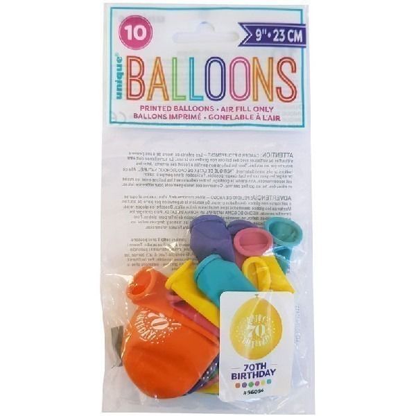 9in Happy 70th Birthday Balloons