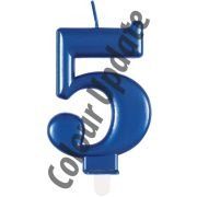 Metallic Blue Number 5 Birthday Candle