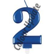 Metallic Blue Number 2 Birthday Candle