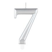 Metallic Silver Number 7 Birthday Candle