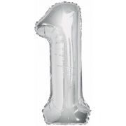 34in Silver Glitz Numeral 1