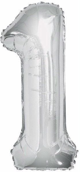 Uninflated 34in Silver Glitz Numeral 1