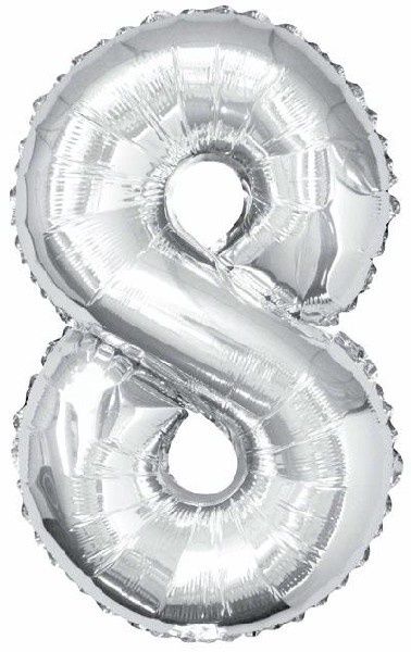 Uninflated 34in Silver Glitz Numeral 8