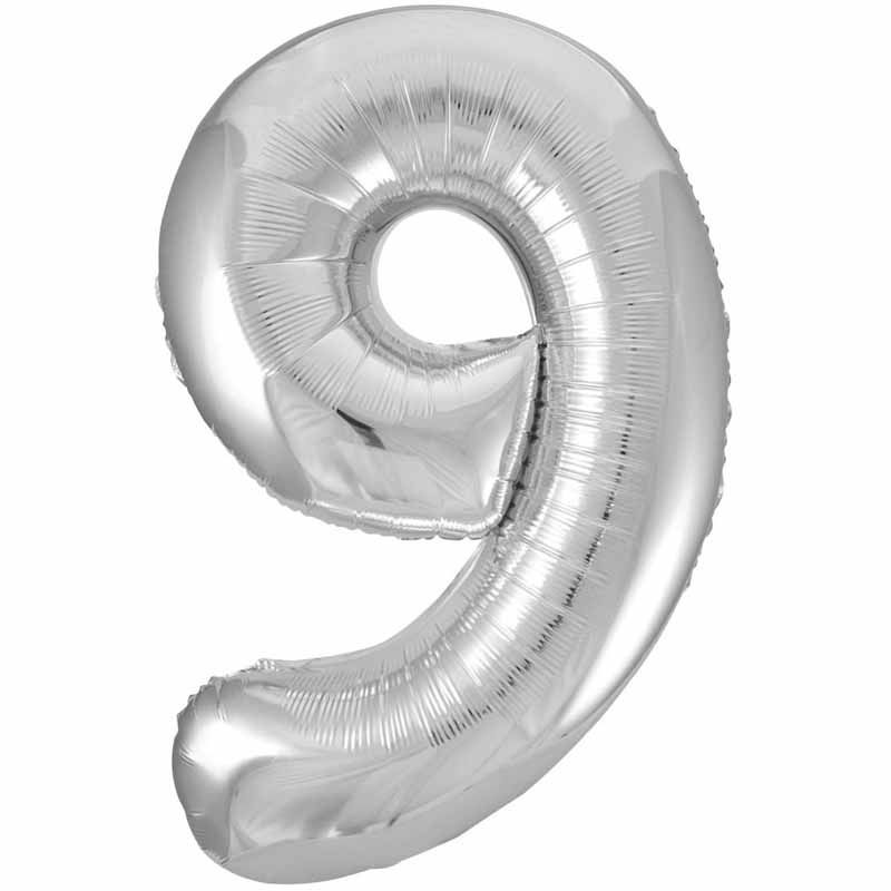Uninflated 34in Silver Glitz Numeral 9