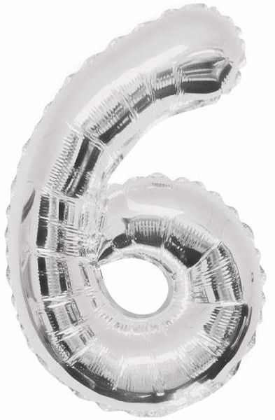 Uninflated 34in Silver Glitz Numeral 6