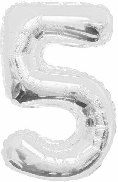 Uninflated 34in Silver Glitz Numeral 5