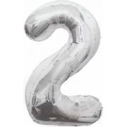 34in Silver Glitz Numeral 2