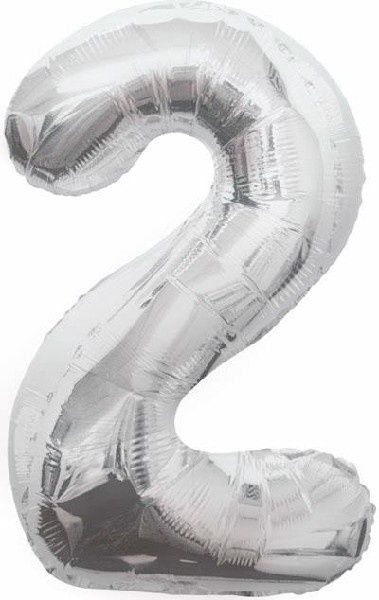 Uninflated 34in Silver Glitz Numeral 2