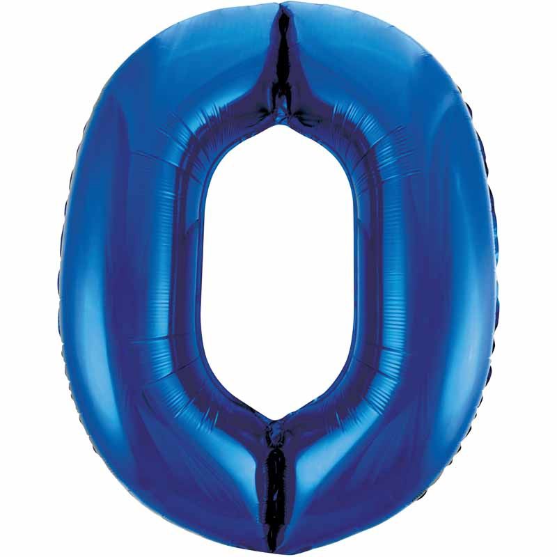 Uninflated 34in Blue Glitz Numeral 0