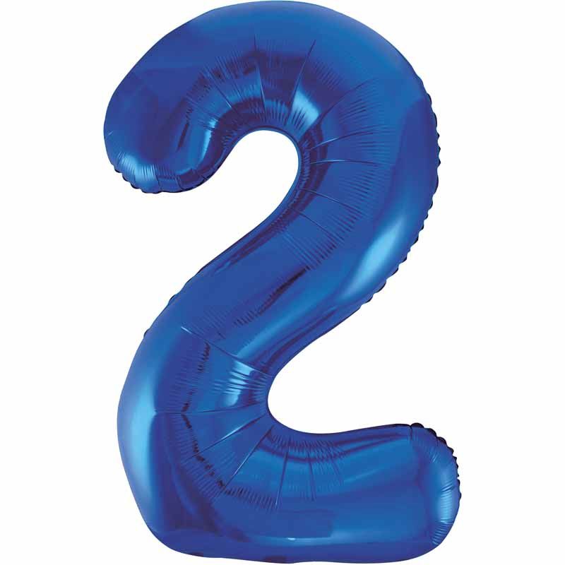 Uninflated 34in Blue Glitz Numeral 2