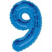 34in Blue Glitz Numeral 9