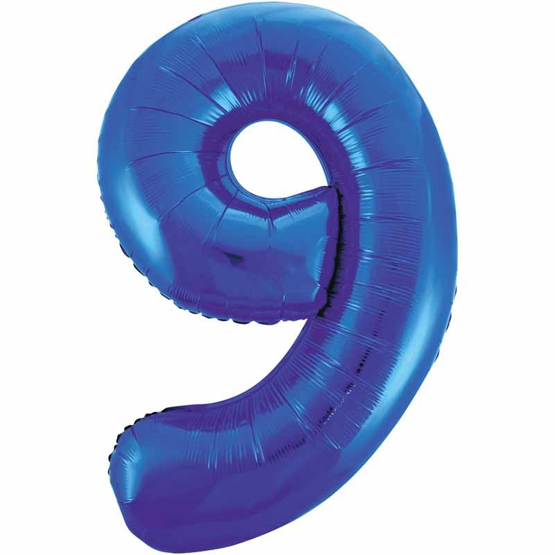 Uninflated 34in Blue Glitz Numeral 9