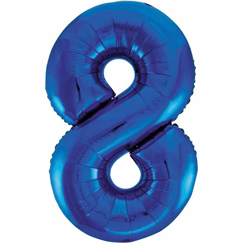 Uninflated 34in Blue Glitz Numeral 8