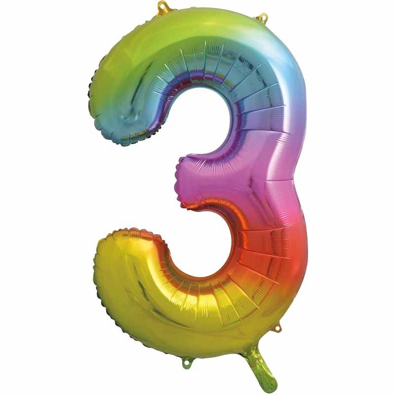 Uninflated 34in Rainbow Numeral Foil 3