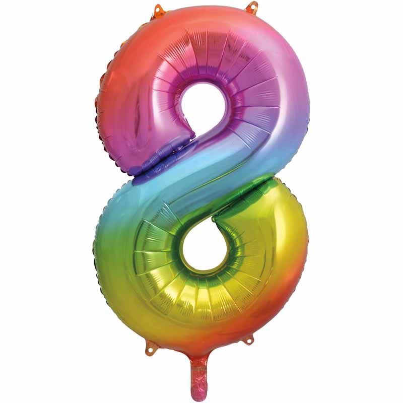 Uninflated 34IN RAINBOW NUMERAL FOIl 8