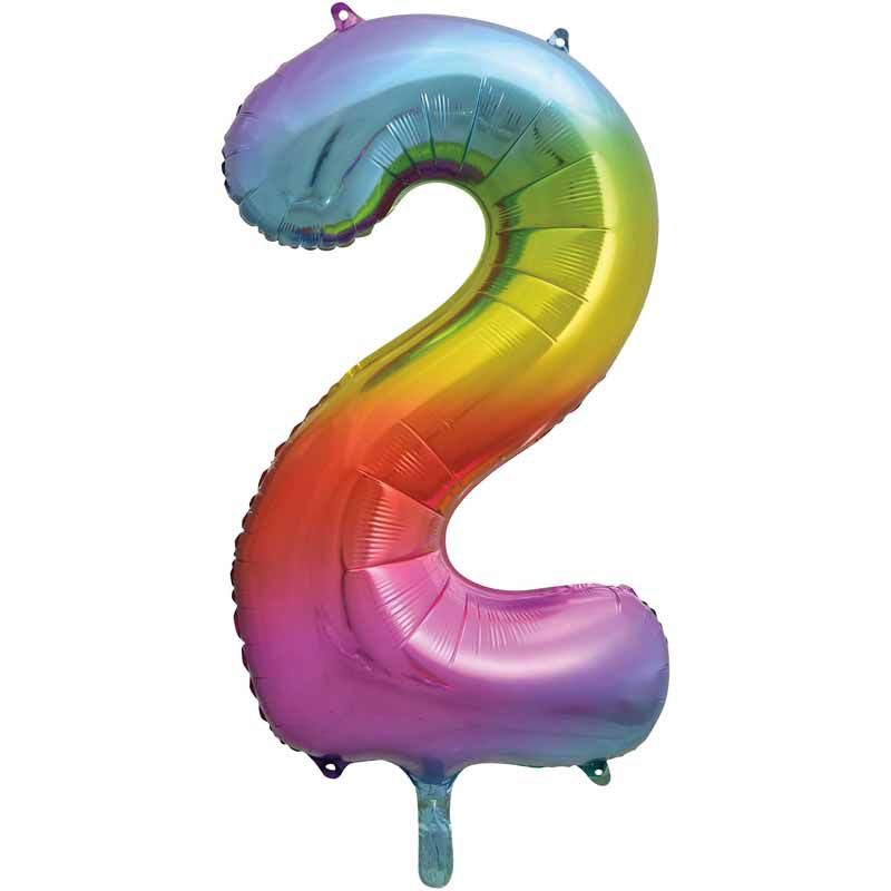 Uninflated 34in Rainbow Numeral Foil 2