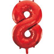 34in RED NO.8 JUMBO FOIL BALLOON
