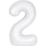 34in MATTE WHITE NUMBER 2 FOIL BALLOON