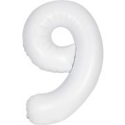 34in MATTE WHITE NUMBER 9 FOIL BALLOON