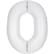 34in MATTE WHITE NUMBER 0 FOIL BALLOON