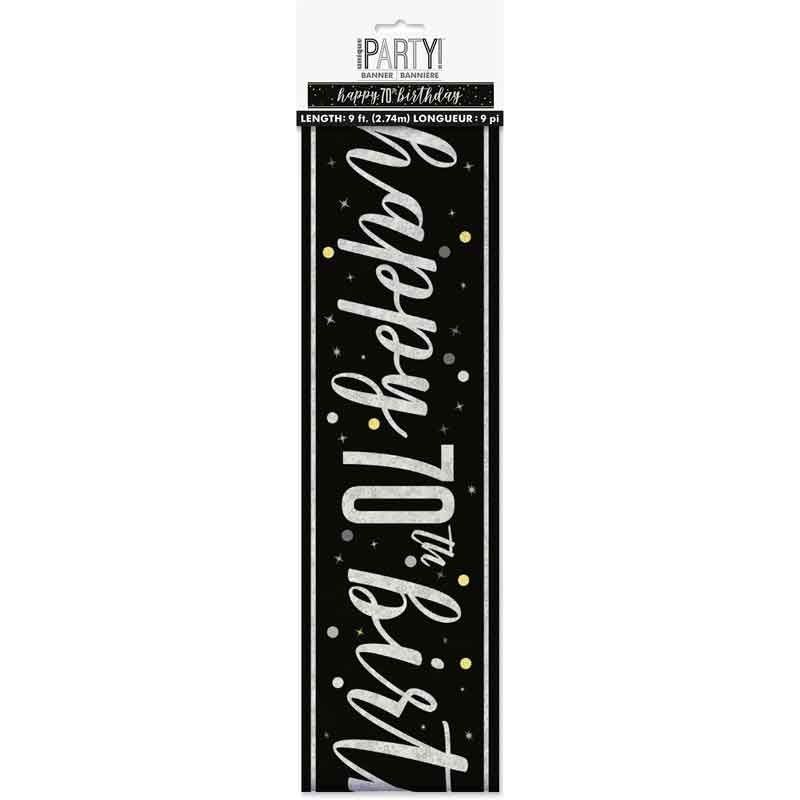 Glitz Happy 70th Birthday Black Foil Banner - 9ft