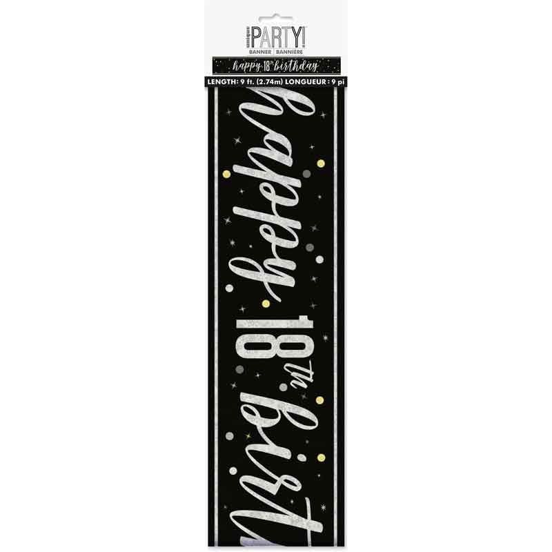 Glitz Happy 18th Birthday Black Foil Banner - 9ft