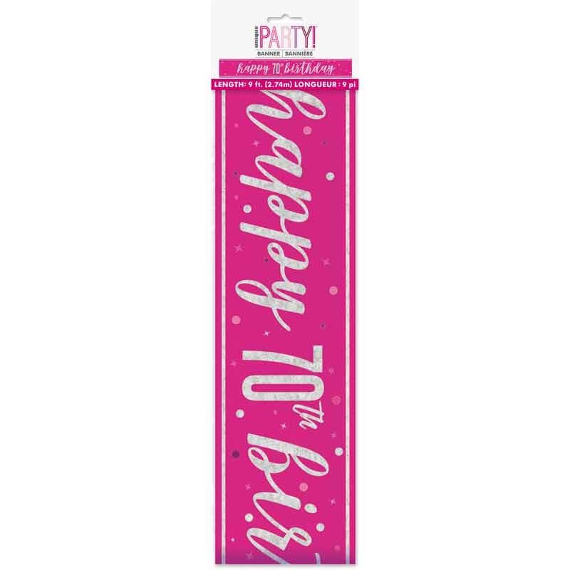 Glitz Happy 70th Birthday Pink Foil Banner - 9ft