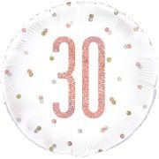 18in Glitz Rose Gold 30 Foil Balloon