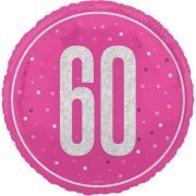 18in GLITZ PINK 60TH BIRTHDAY FOIL BALLOON