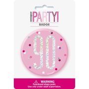 3in GLITZ PINK 90 BADGE