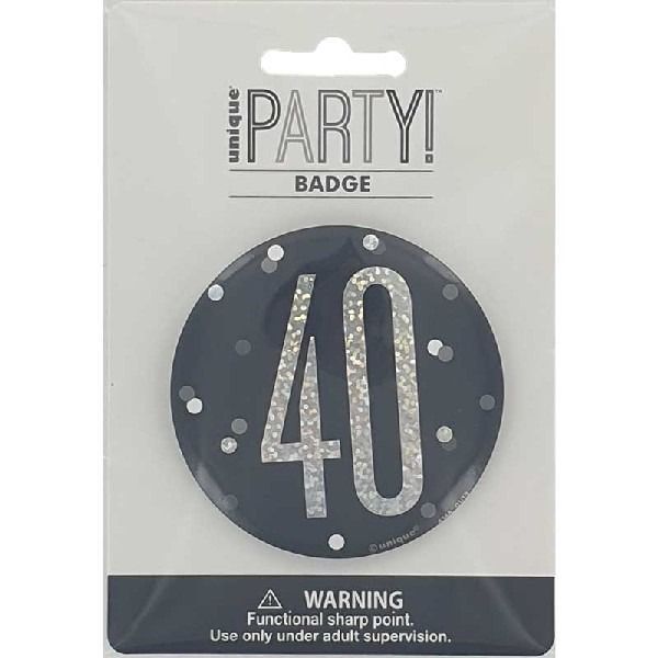 3in BLACK GLITZ 40 BADGE