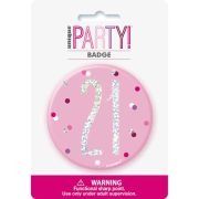3in GLITZ PINK 21 BADGE