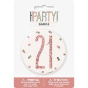 3in GLITZ ROSE GOLD 21 BADGE