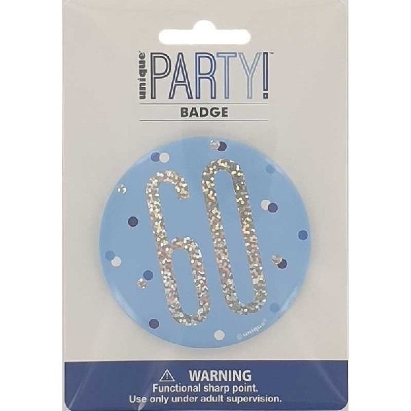 3in GLITZ BLUE 60 BADGE