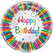 18in RAINBOW RIBBON BIRTHDAY FOIL BAL