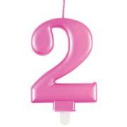 Metallic Pink Number 2 Birthday Candle
