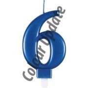 Metallic Blue Number 6 Birthday Candle