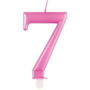 Metallic Pink Number 7 Birthday Candle