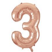 34in Rose Gold Numeral 3